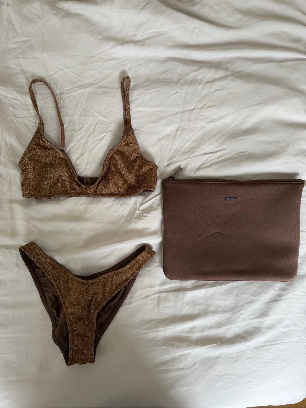 triangl swimwear Brown Shimmer Bikini Set